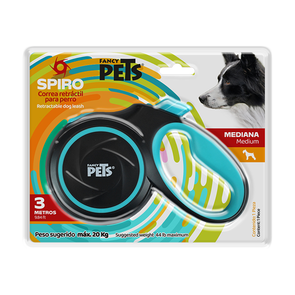 CORREA FANCY PETS RETRACTIL SPIRO MED NEGRA